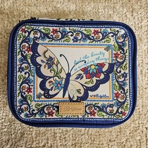 BRIGHTON Canvas Butterfly Print Garden Jewelry Case Travel Floral Butterflies